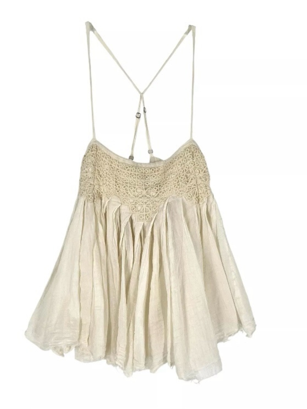 Free People Crochet Cream Babydoll Cami Women's Top XS